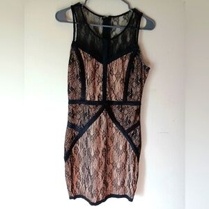 Lace Bandage Dress Bebe Large Pink Bodycon